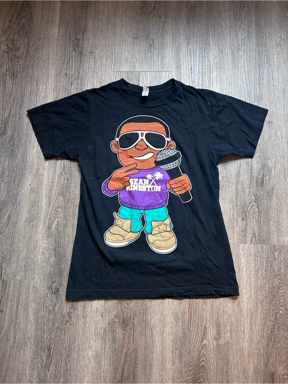 Y2k Sean Kingston Rap Hip Hop Vintage Black Shirt Sz S Cartoon Art Caricature